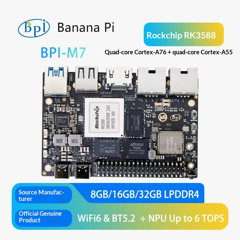 Плата для разработки ИИ Banana – обзор и цена Banana Pi Bpi M7 Rk3588